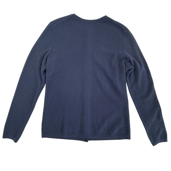 Lands End Cashmere Cardigan Sweater Women Small Deep Sea Navy Blue Long Sleeve - Picture 3 of 12